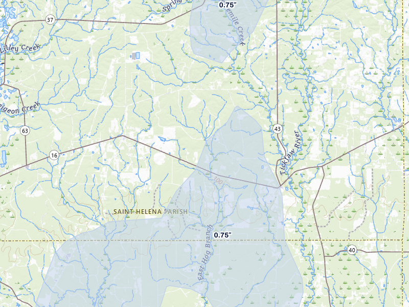 NEXRAD radar-signature map of the hail storm over Holden, LA on Mar 7, 2026