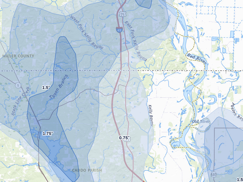 NEXRAD radar-signature map of the hail storm over Ida, LA on Jul 6, 2026