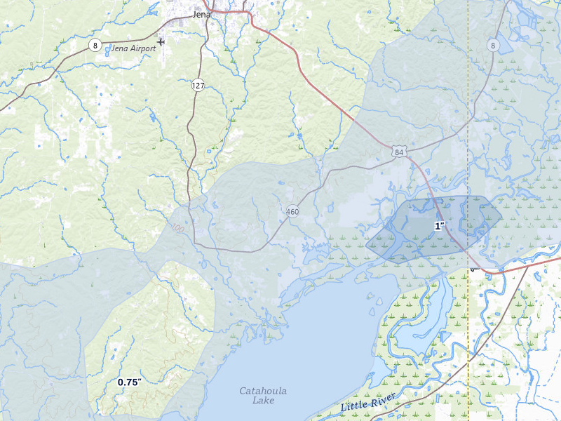 NEXRAD radar-signature map of the hail storm over Jena, LA on May 6, 2026