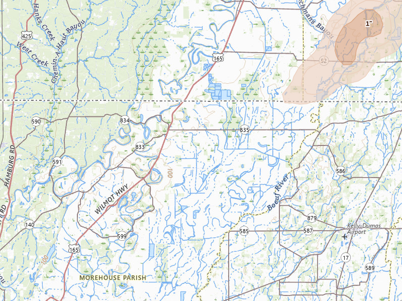 Radar-estimated hail-size map of the storm over Jones, LA on Mar 7, 2026