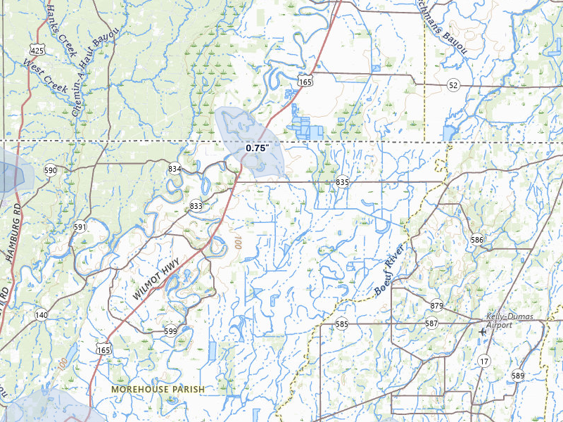 NEXRAD radar-signature map of the hail over Jones, LA