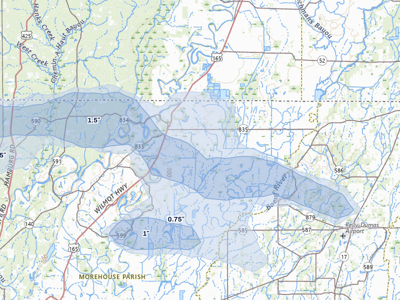 NEXRAD radar-signature map of the hail storm over Jones, LA on May 8, 2026