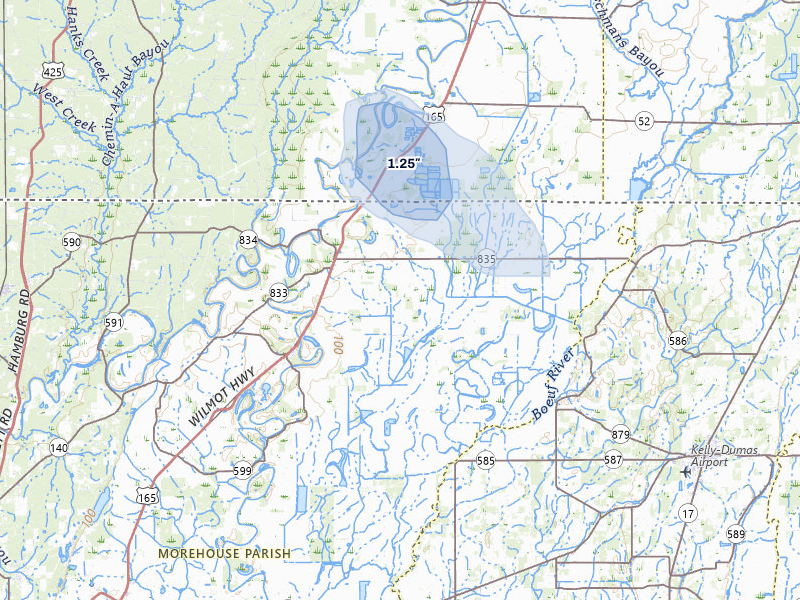 NEXRAD radar-signature map of the hail storm over Jones, LA on Jul 6, 2026