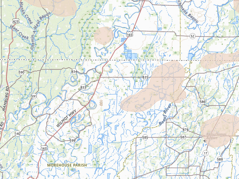 Radar-estimated hail-size map of the storm over Jones, LA on Jul 8, 2026