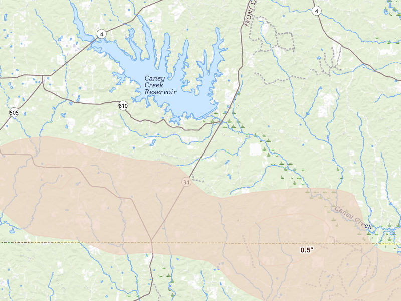Radar-estimated hail-size map of the storm over Jonesboro, LA