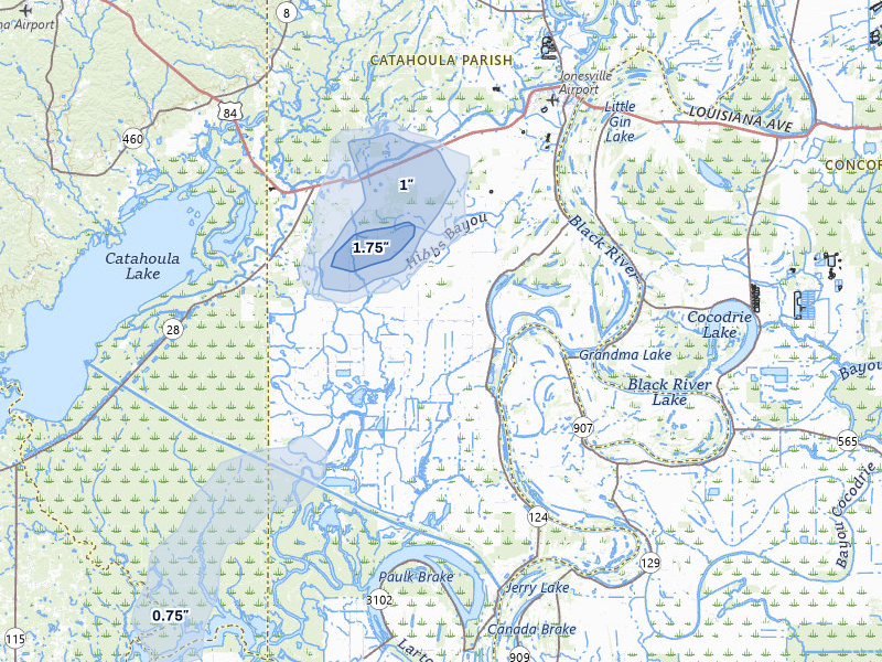 NEXRAD radar-signature map of the hail storm over Jonesville, LA on Mar 7, 2026