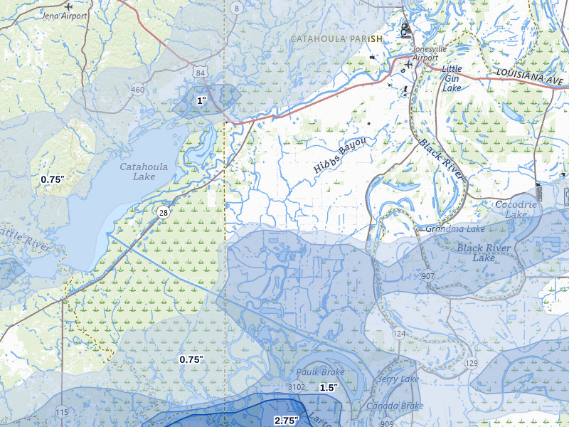 NEXRAD radar-signature map of the hail storm over Jonesville, LA on May 6, 2026
