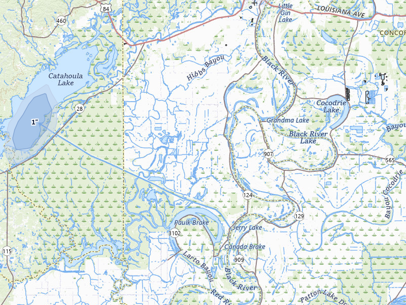 NEXRAD radar-signature map of the hail storm over Jonesville, LA on Aug 23, 2026