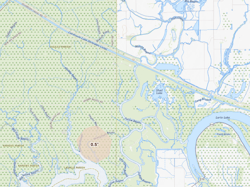 Radar-estimated hail-size map of the storm over Jonesville, LA