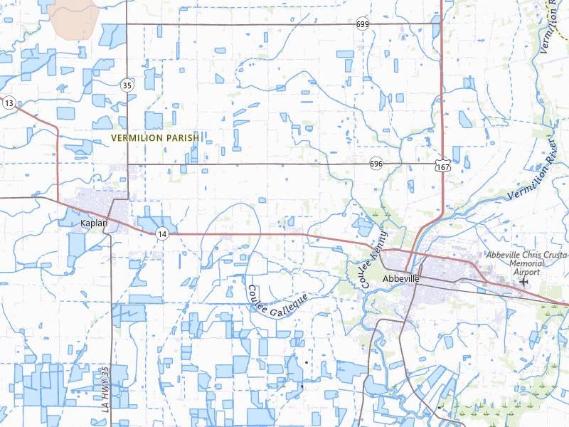 Radar-estimated hail-size map of the storm over Kaplan, LA on Jul 5, 2026