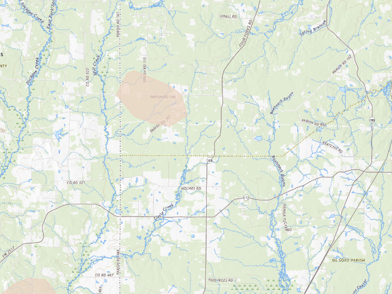 Radar-estimated hail-size map of the storm over Keatchie, LA