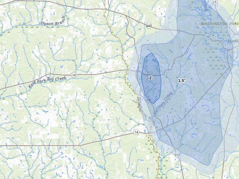 NEXRAD radar-signature map of the hail storm over Kentwood, LA on Apr 26, 2026
