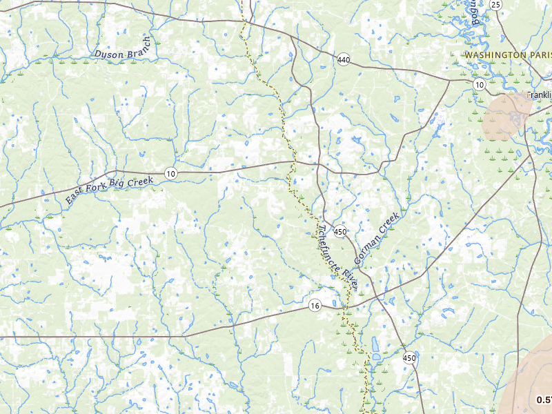 Radar-estimated hail-size map of the storm over Kentwood, LA on Jul 5, 2026