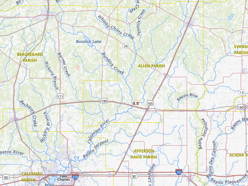 Radar-estimated hail-size map of the storm over Kinder, LA on Jun 3, 2026