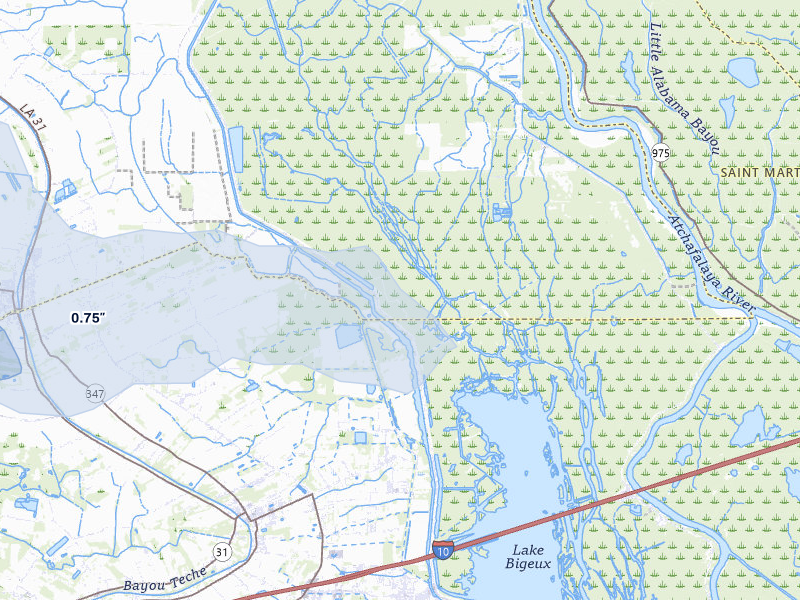 NEXRAD radar-signature map of the hail over Krotz Springs, LA