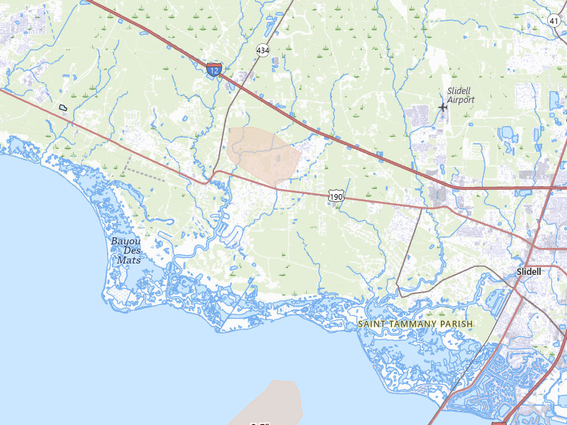 Radar-estimated hail-size map of the storm over Lacombe, LA on Jul 6, 2026