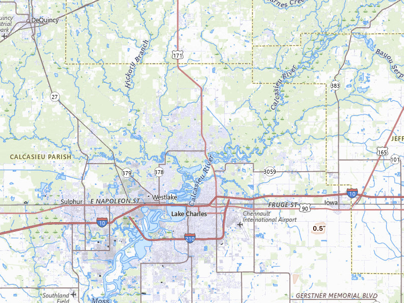 Radar-estimated hail-size map of the storm over Lake Charles, LA on Jul 4, 2026