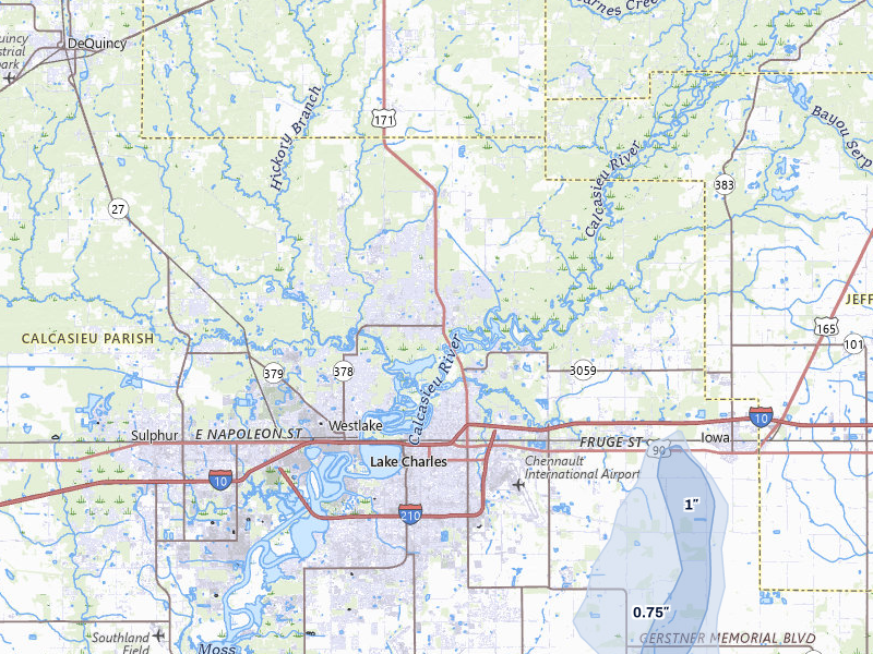 NEXRAD radar-signature map of the hail over Lake Charles, LA