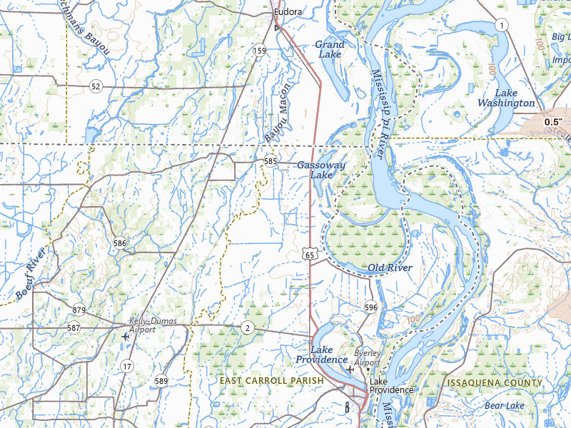 Radar-estimated hail-size map of the storm over Lake Providence, LA on Apr 24, 2026
