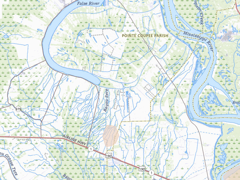 Radar-estimated hail-size map of the storm over Lakeland, LA on Jul 5, 2026