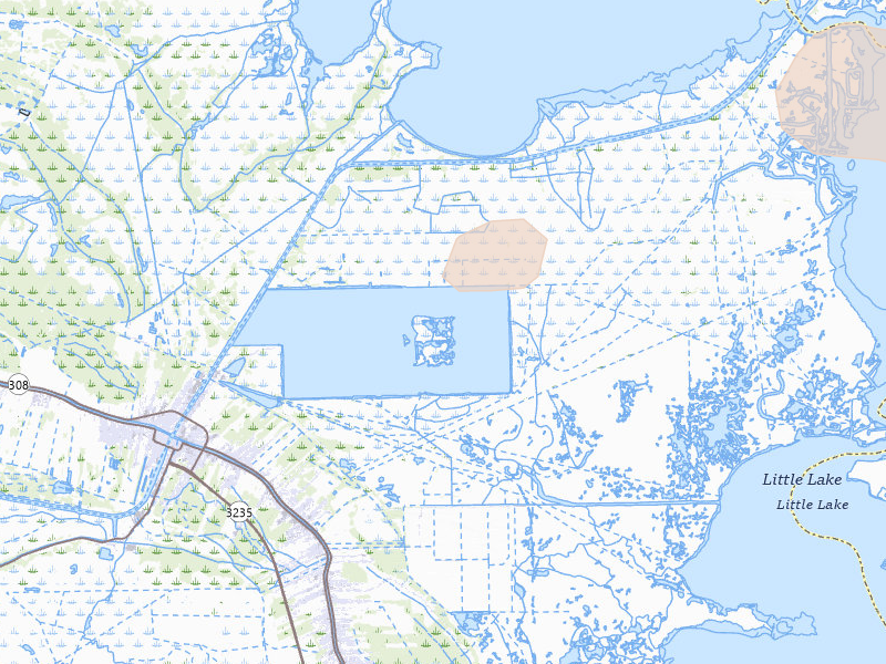 Radar-estimated hail-size map of the storm over Larose, LA on Aug 23, 2026