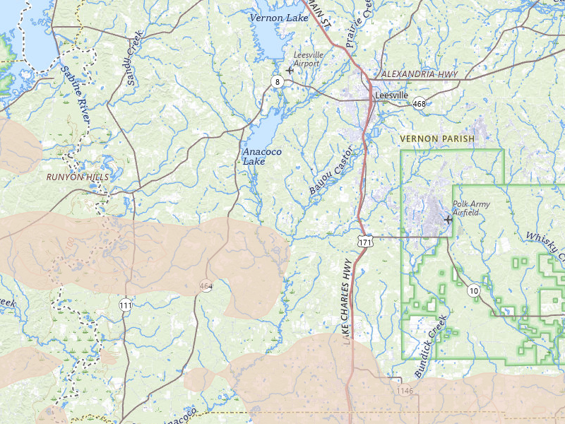 Radar-estimated hail-size map of the storm over Leesville, LA on Mar 15, 2026