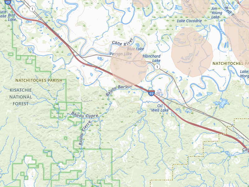 Radar-estimated hail-size map of the storm over Lena, LA on Apr 29, 2026