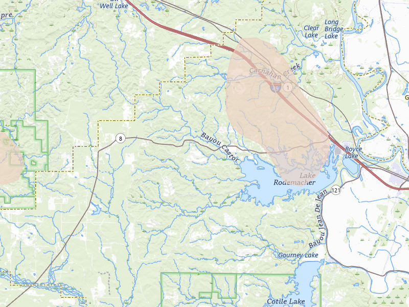 Radar-estimated hail-size map of the storm over Lena, LA on Aug 21, 2026