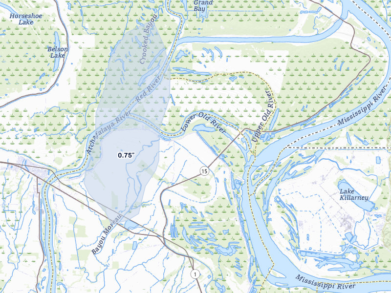 NEXRAD radar-signature map of the hail storm over Lettsworth, LA on Apr 4, 2026