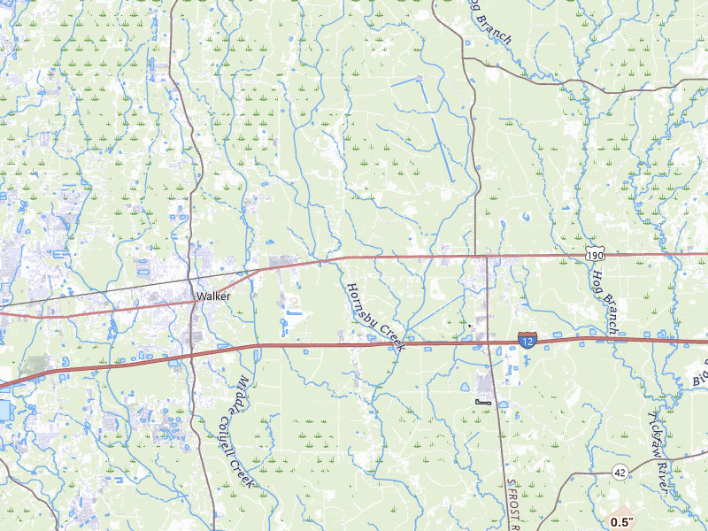 Radar-estimated hail-size map of the storm over Livingston, LA on Jul 5, 2026