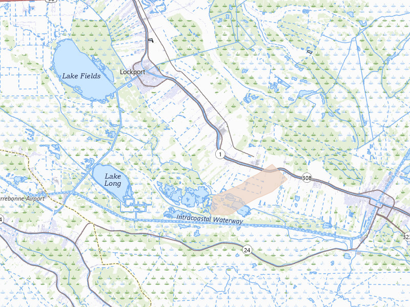 Radar-estimated hail-size map of the storm over Lockport, LA on May 22, 2026