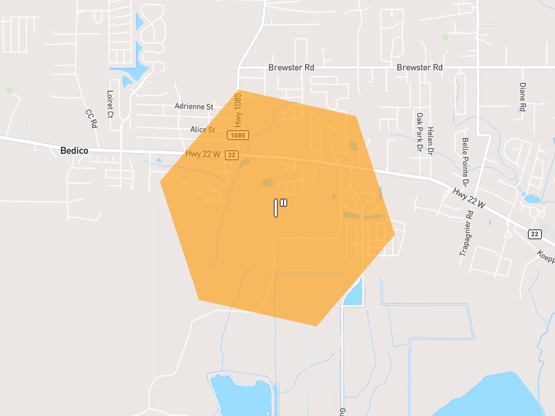 Hail map of Madisonville, LA on Jun 2, 2026, hail up to 1"