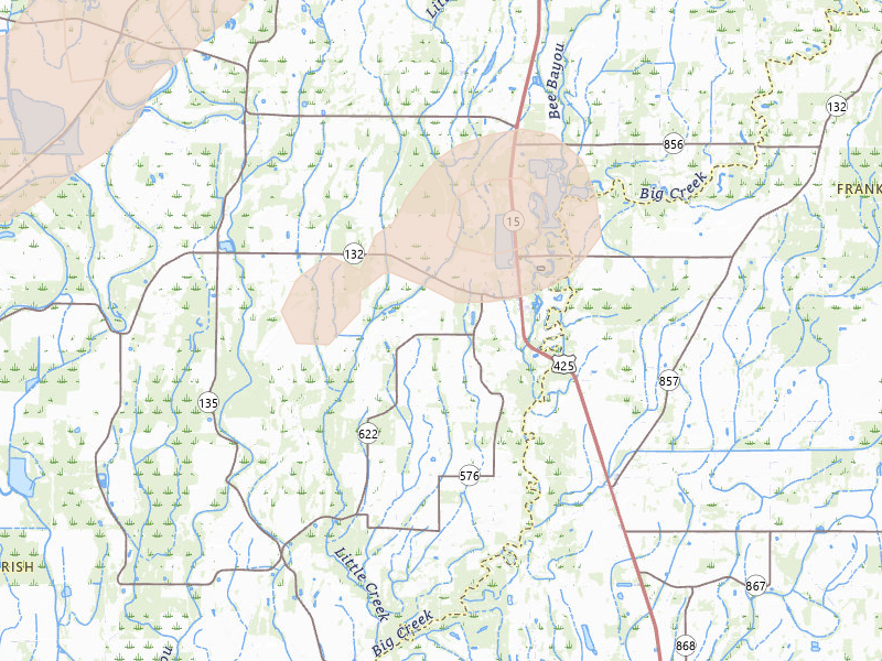 Radar-estimated hail-size map of the storm over Mangham, LA on Jun 1, 2026