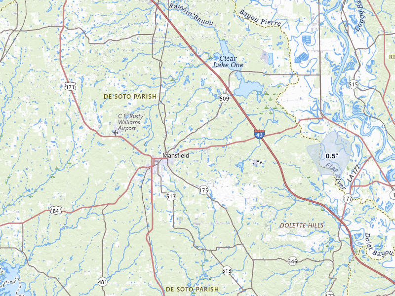 NEXRAD radar-signature map of the hail over Mansfield, LA