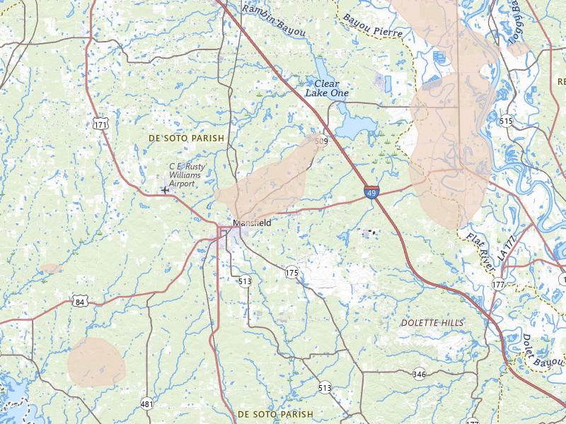 Radar-estimated hail-size map of the storm over Mansfield, LA on Jul 6, 2026
