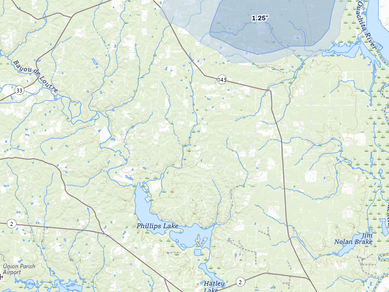NEXRAD radar-signature map of the hail storm over Marion, LA on Jul 1, 2026