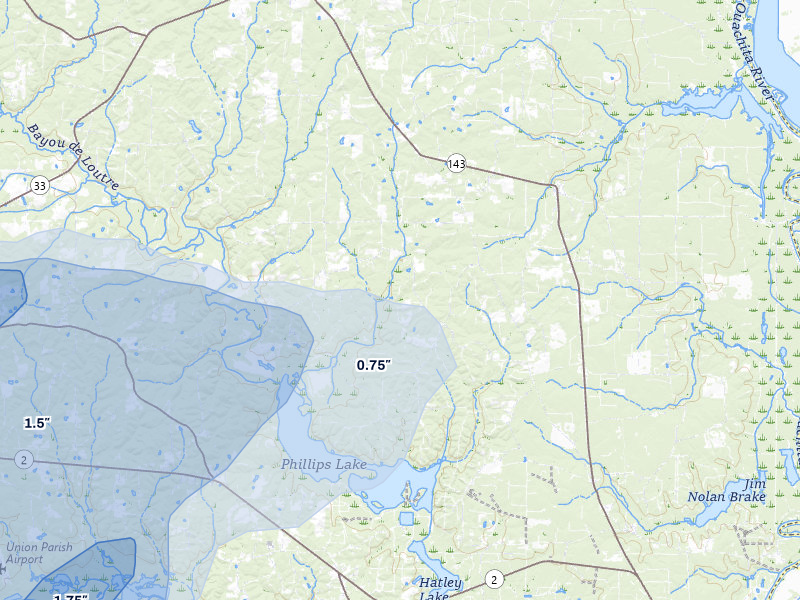 NEXRAD radar-signature map of the hail over Marion, LA