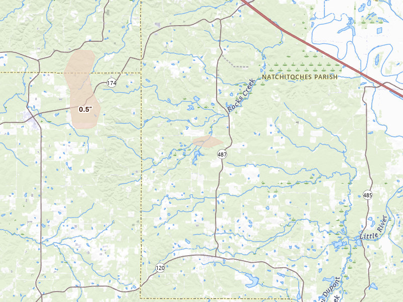Radar-estimated hail-size map of the storm over Marthaville, LA