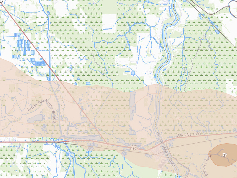 Radar-estimated hail-size map of the storm over Melville, LA on May 8, 2026