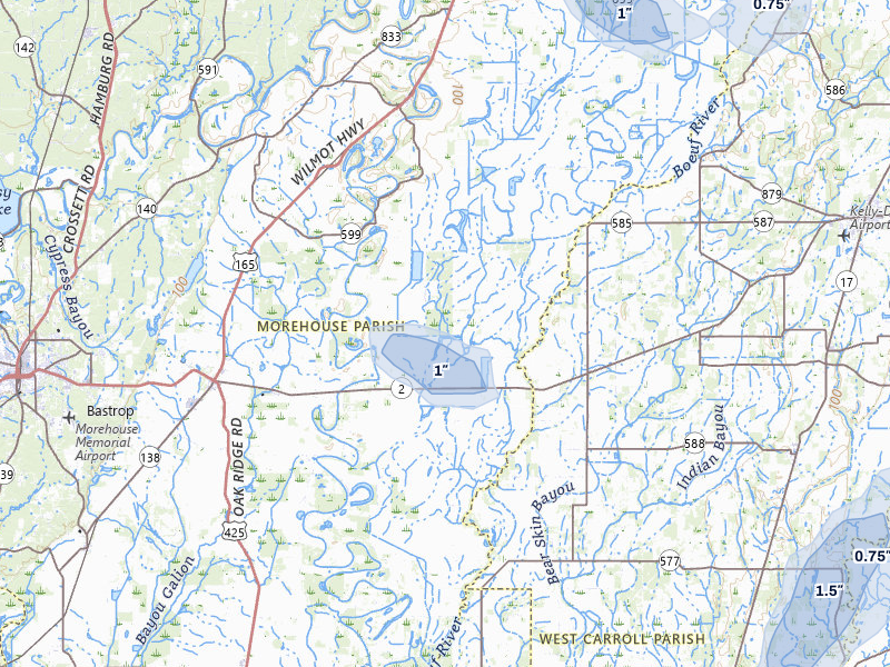 NEXRAD radar-signature map of the hail storm over Mer Rouge, LA on Mar 7, 2026