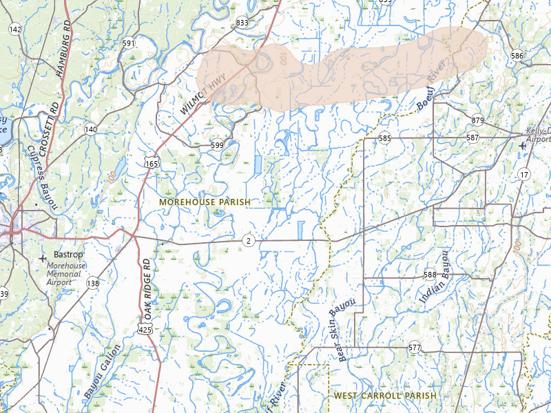 Radar-estimated hail-size map of the storm over Mer Rouge, LA on Mar 15, 2026