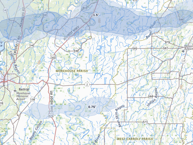 NEXRAD radar-signature map of the hail over Mer Rouge, LA