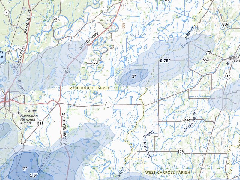 NEXRAD radar-signature map of the hail storm over Mer Rouge, LA on Apr 28, 2026