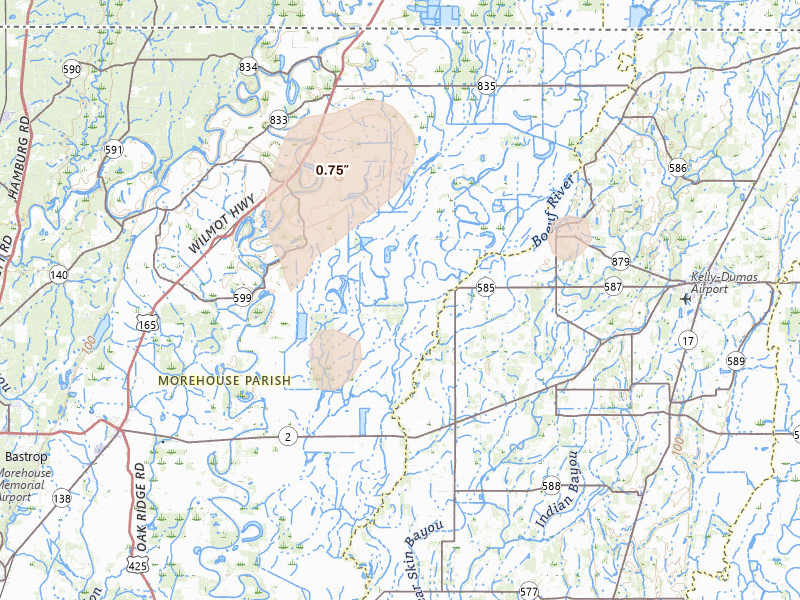 Radar-estimated hail-size map of the storm over Mer Rouge, LA