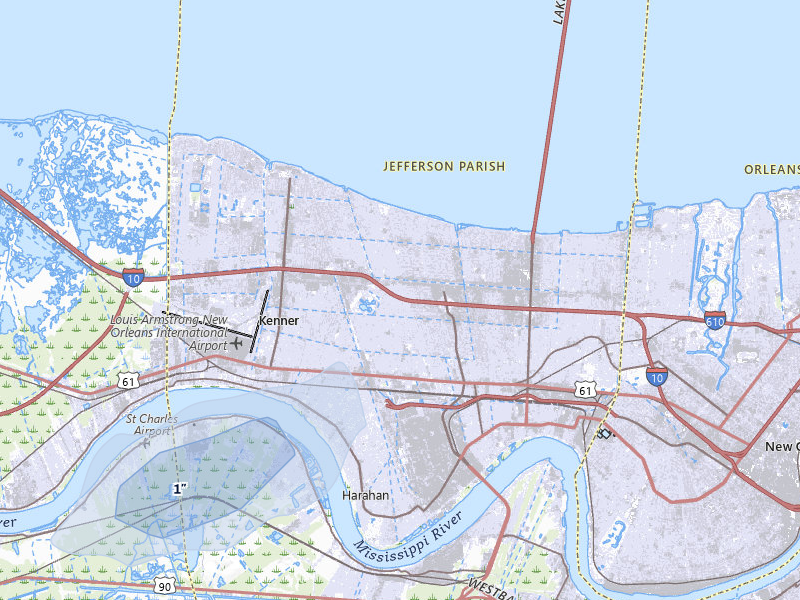NEXRAD radar-signature map of the hail storm over Metairie, LA on Jul 8, 2026