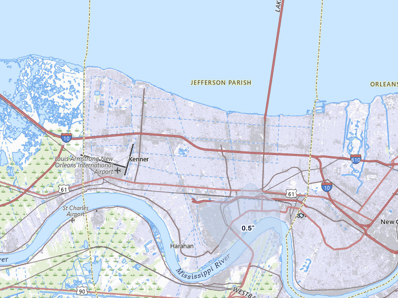 NEXRAD radar-signature map of the hail storm over Metairie, LA on Jul 11, 2026