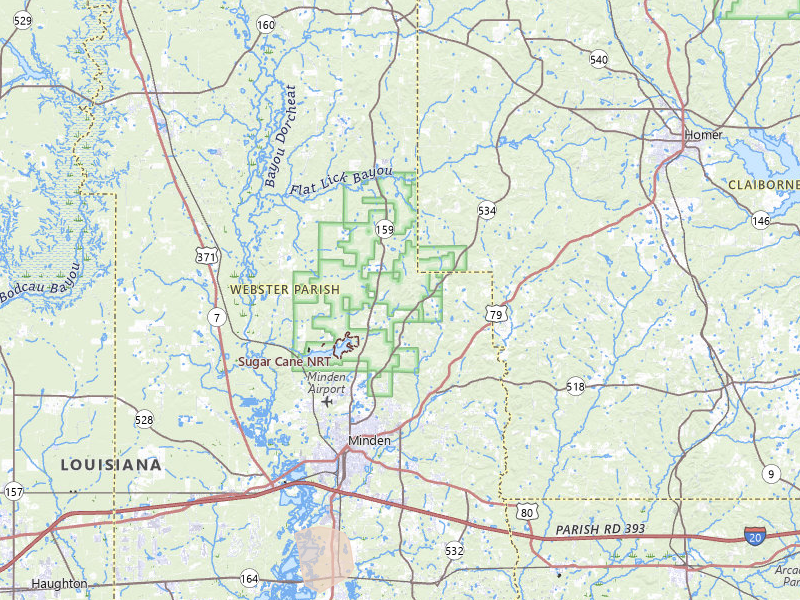 Radar-estimated hail-size map of the storm over Minden, LA on Jun 19, 2026