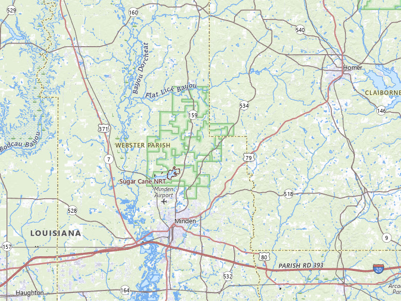 Radar-estimated hail-size map of the storm over Minden, LA on Jul 4, 2026