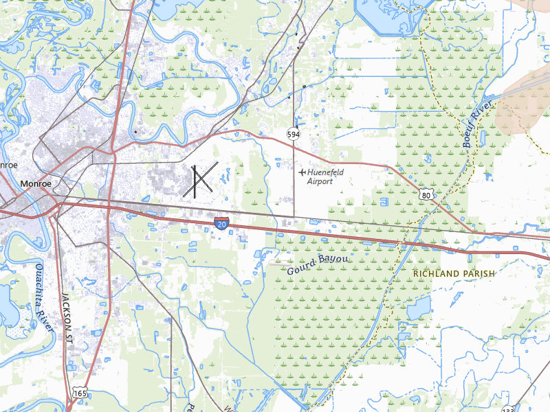 Radar-estimated hail-size map of the storm over Monroe, LA on Apr 28, 2026