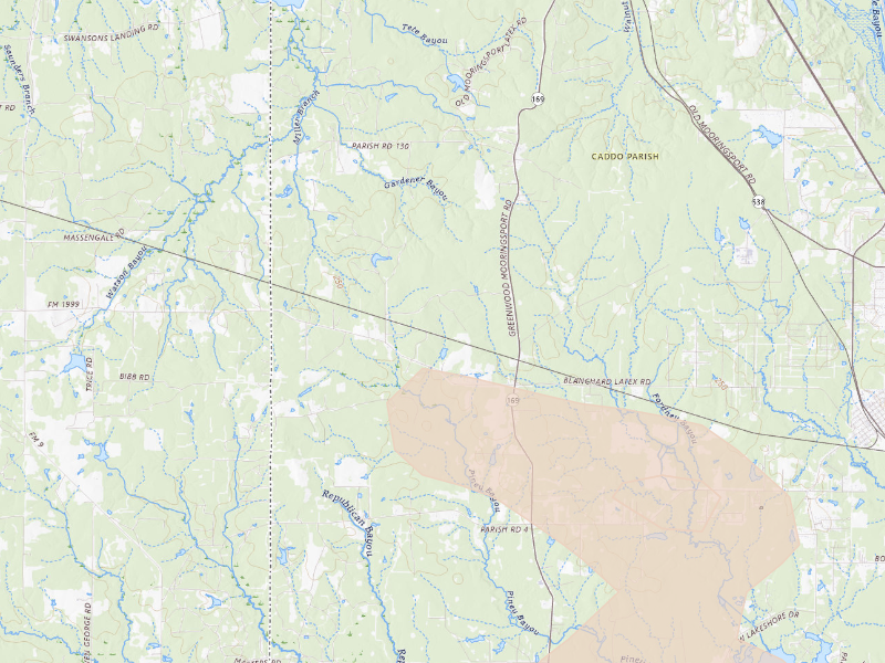 Radar-estimated hail-size map of the storm over Mooringsport, LA